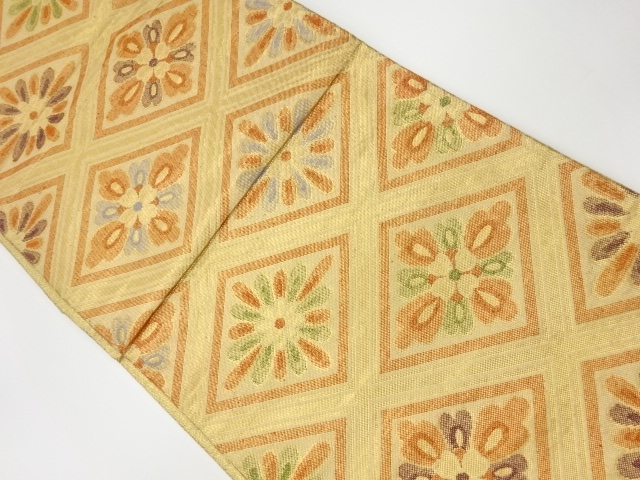 リサイクル　佐賀錦菱に花菱模様織出し袋帯